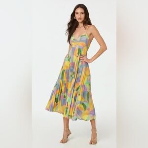ASTR The Label Blythe Floral Plisse Midi Dress - Large